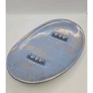 Vintage Hand Painted Ceramic Blue/Gold Ashtray Retro  MCM